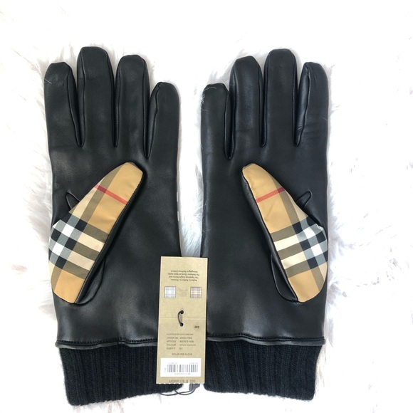 Burberry Vintage Check & Leather Gloves - Picture 4 of 7